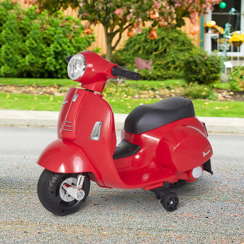 Elektrinis vaikų motociklas „Vespa“ Elektrinis motociklas su LED šviesa, garsu, vaikų elektrinis motociklas vaikams nuo 18 iki 36 mėnesių Raudonas
