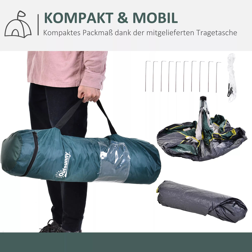 Kempingo palapinė 3 asmenims Pop-up kupolinė palapinė su langu, pakavimo maišeliu, kabliais, grindų danga, šeimos palapinė su 1000 mm vandens stulpu Palapinė kempingui, kelionėms, žygiai, sodui