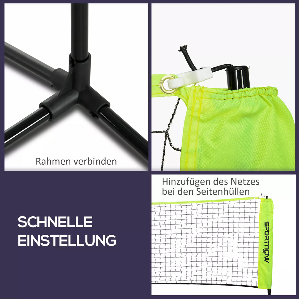 Badminton tinklas reguliuojamu aukščiu 107-155 cm, geltonas