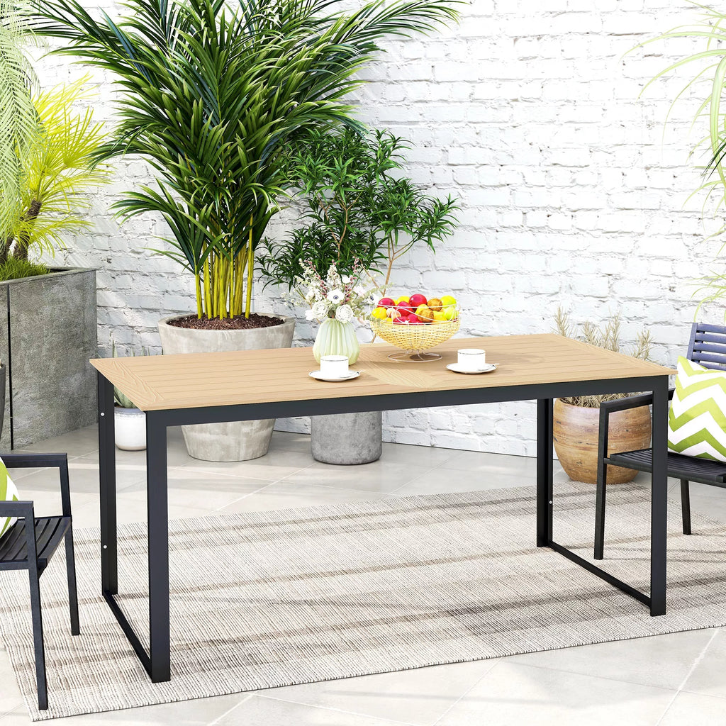 Sodo stalas 6 asmenims 160 x 80 cm Atsparus atmosferos poveikiui balkono stalas su lamelių stalviršiu, lauko bufetas iš tiko medžio