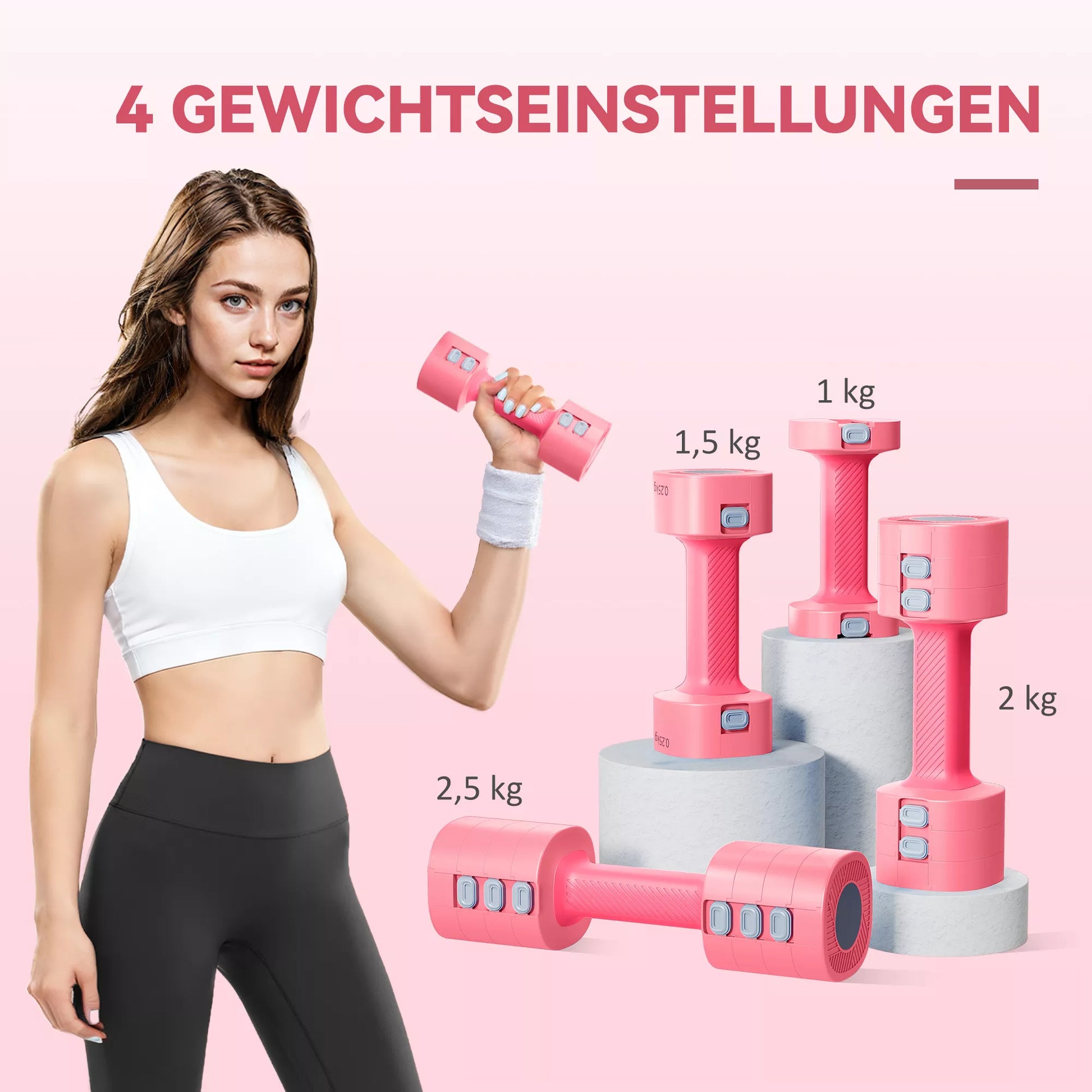 Hantelių rinkinys, reguliuojamas svoris, kvadratinė forma, universalus, metalinis vidus, raudonas