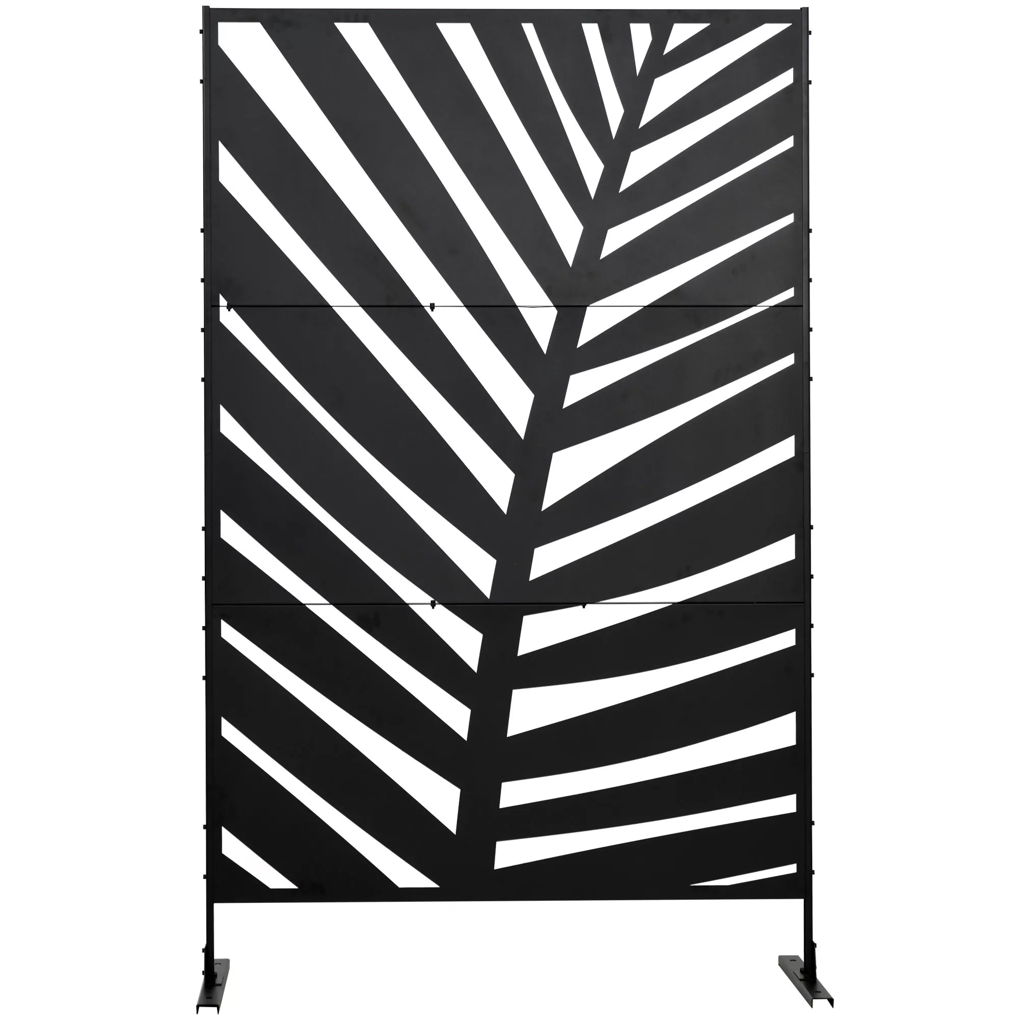 Lauko privatumo užsklanda, lakuotas plieninis rėmas, dizainas: palmių lapų siluetas, 1,2 x 2 m, juoda