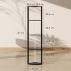 Šviestuvo-lentynos matmenų schema su išmatavimais 163, 42 ir 29,5 cm