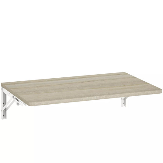 Sieninis sulankstomas stalas, 60x40 cm, vietą taupantis pakabinamas rašomasis stalas su užapvalintais kampais, skirtas namų biurui, svetainei, miegamajam, virtuvei, ąžuolo spalvos