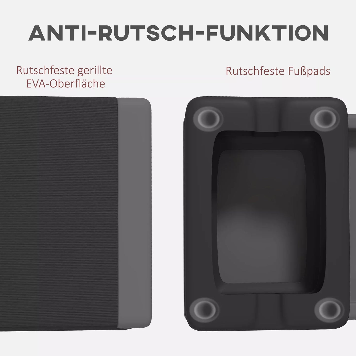 Aukščio reguliuojamas fitneso steperis, neslystantis, tinkamas naudoti namuose, sporto salėje arba biure, plastikas, pilkas