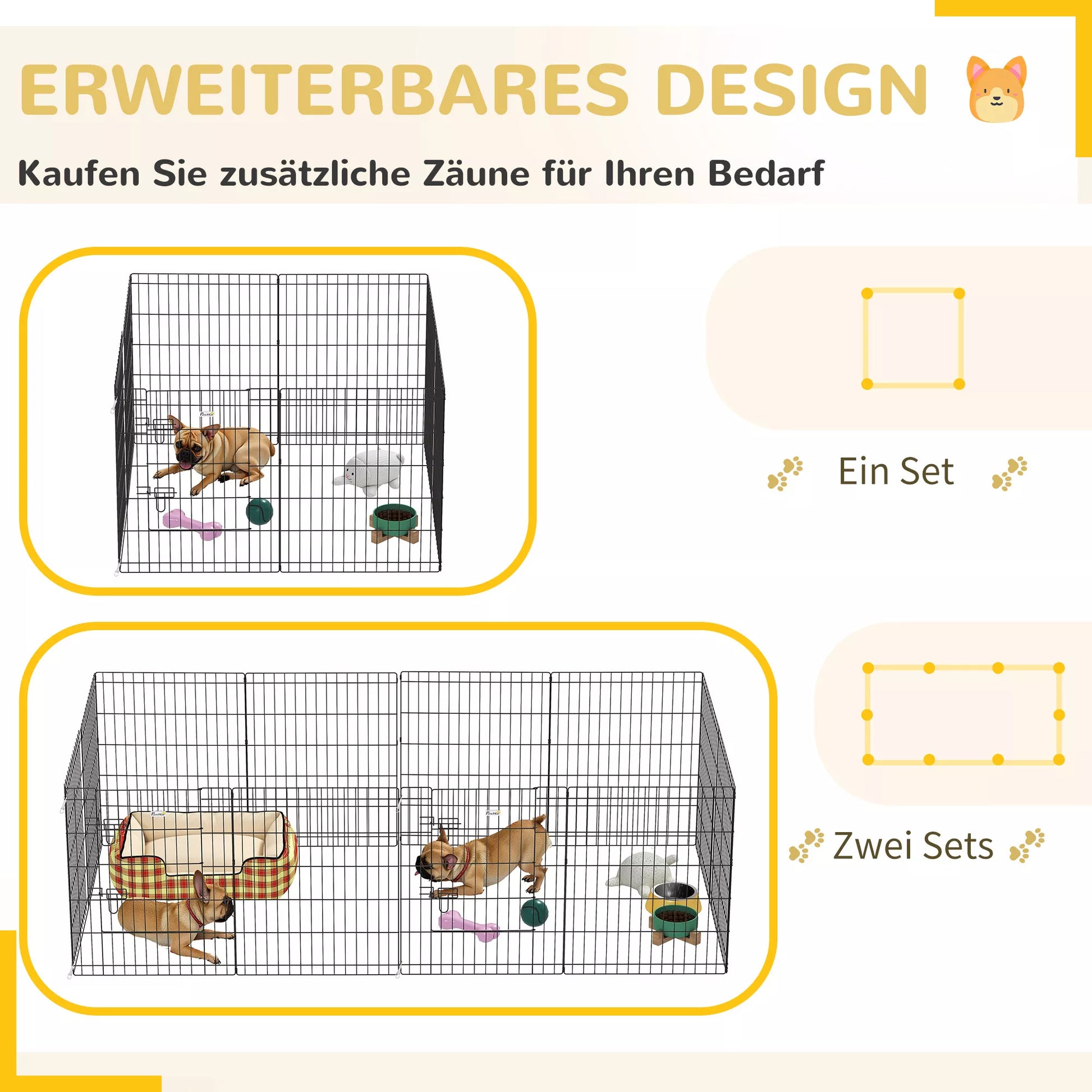 Naminių gyvūnų aptvaras, žaidimų aikštelė šuniukams ir mažiems šunims, su durimis, tinka naudoti viduje ir lauke, 76 cm, juodos spalvos