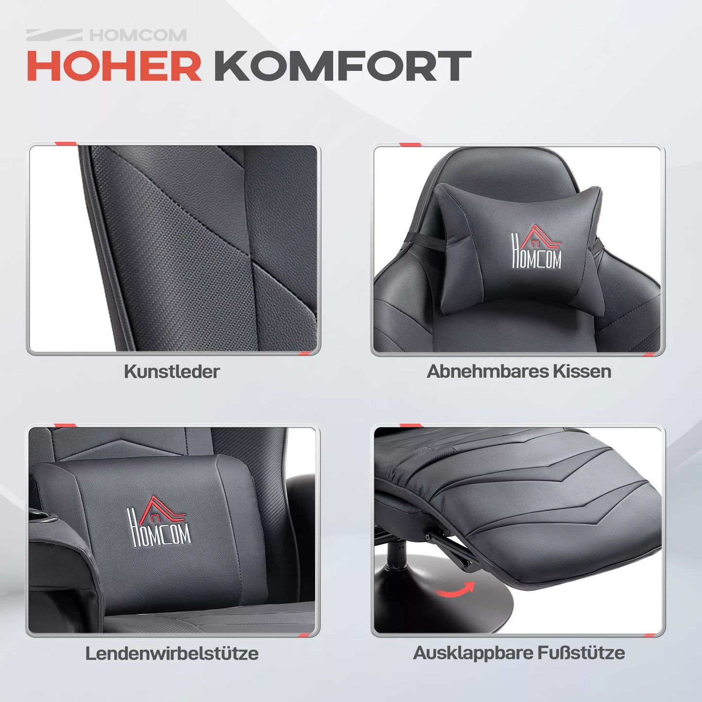 Žaidimų kėdė, masažo funkcija, atlenkiamas atlošas, kojų atrama, iki 120 kg, plieninis rėmas, dirbtinė oda, juoda