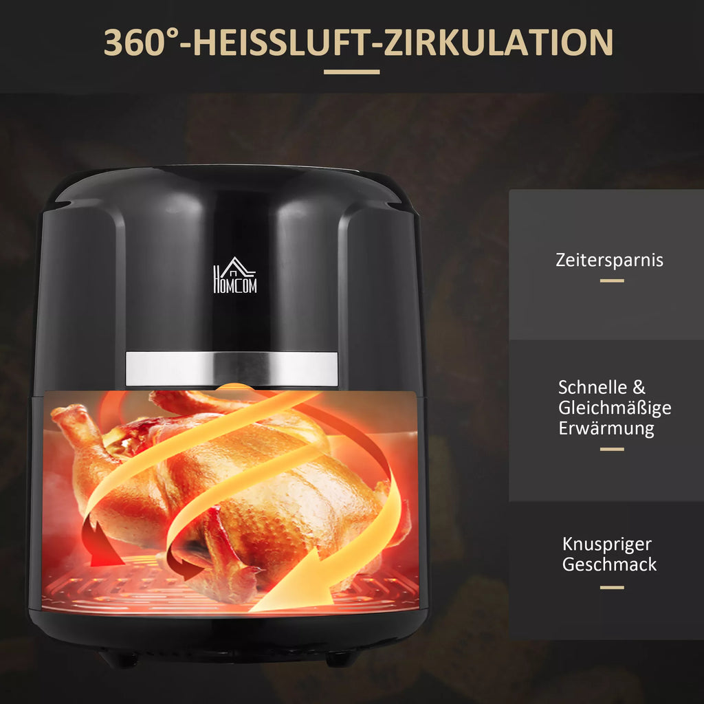 Karšto oro grucintuvas 4L, 12 programų, temperatūra 80-200° C, nelipni danga, juodas