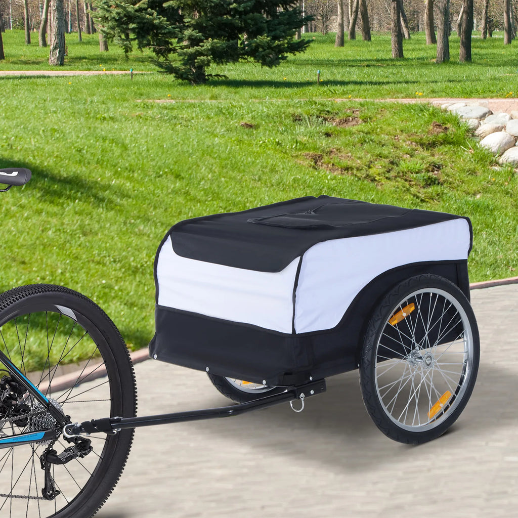 Dviračių priekabos Krovinių priekabos Maksimali apkrova 40 kg Transporto priekabos Rankinės vežimėliai Krovinių dviračių priekabos Balta+Juoda Plienas Oxford 140 x 77 x 65 cm