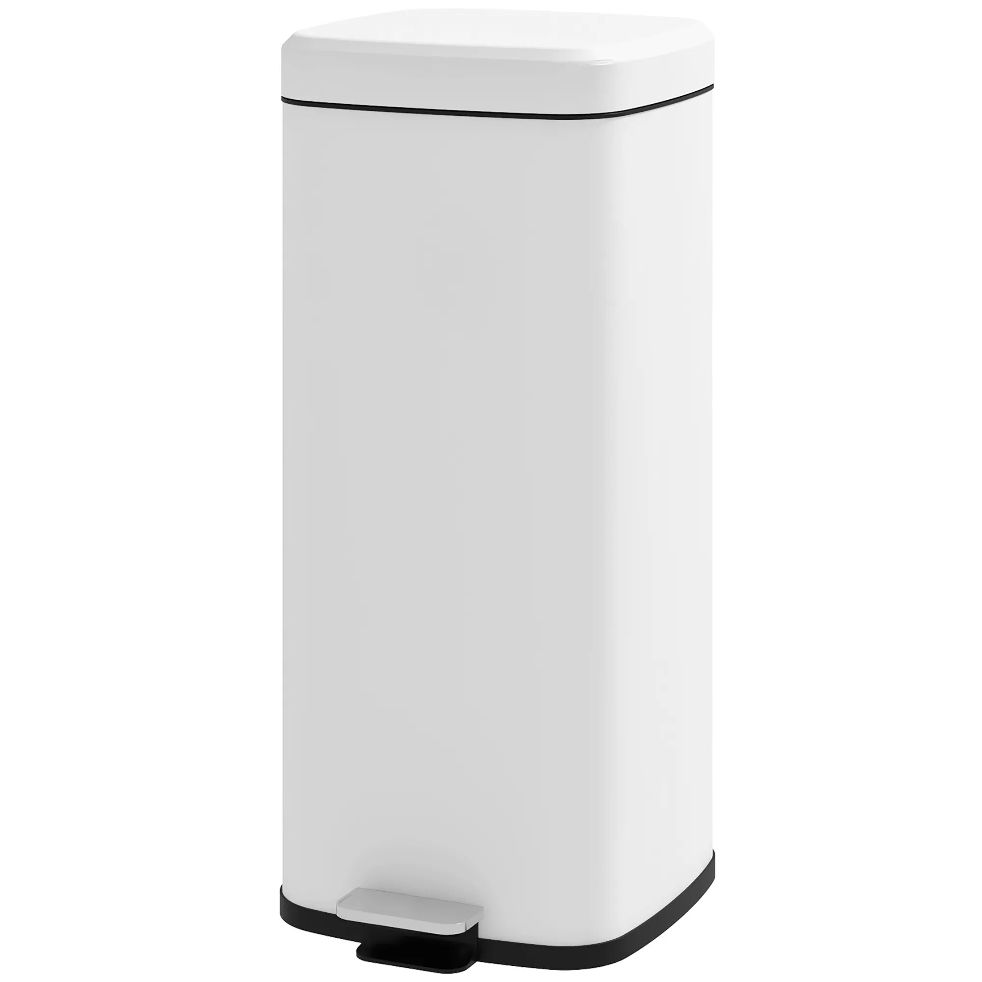 Šiukšliadėžė 30L su pedalu, lėto užsidarymo funkcija (Soft-Close), balta