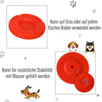 Schema su raudonu kliūties pagrindu, pildomu vandeniu