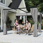 Pergola 3 x 3 m Atskirai stovinti terasos stogelė su stumdomu stogu, 4 šoninės sienos Atspari UV spinduliams Šviesiai pilka