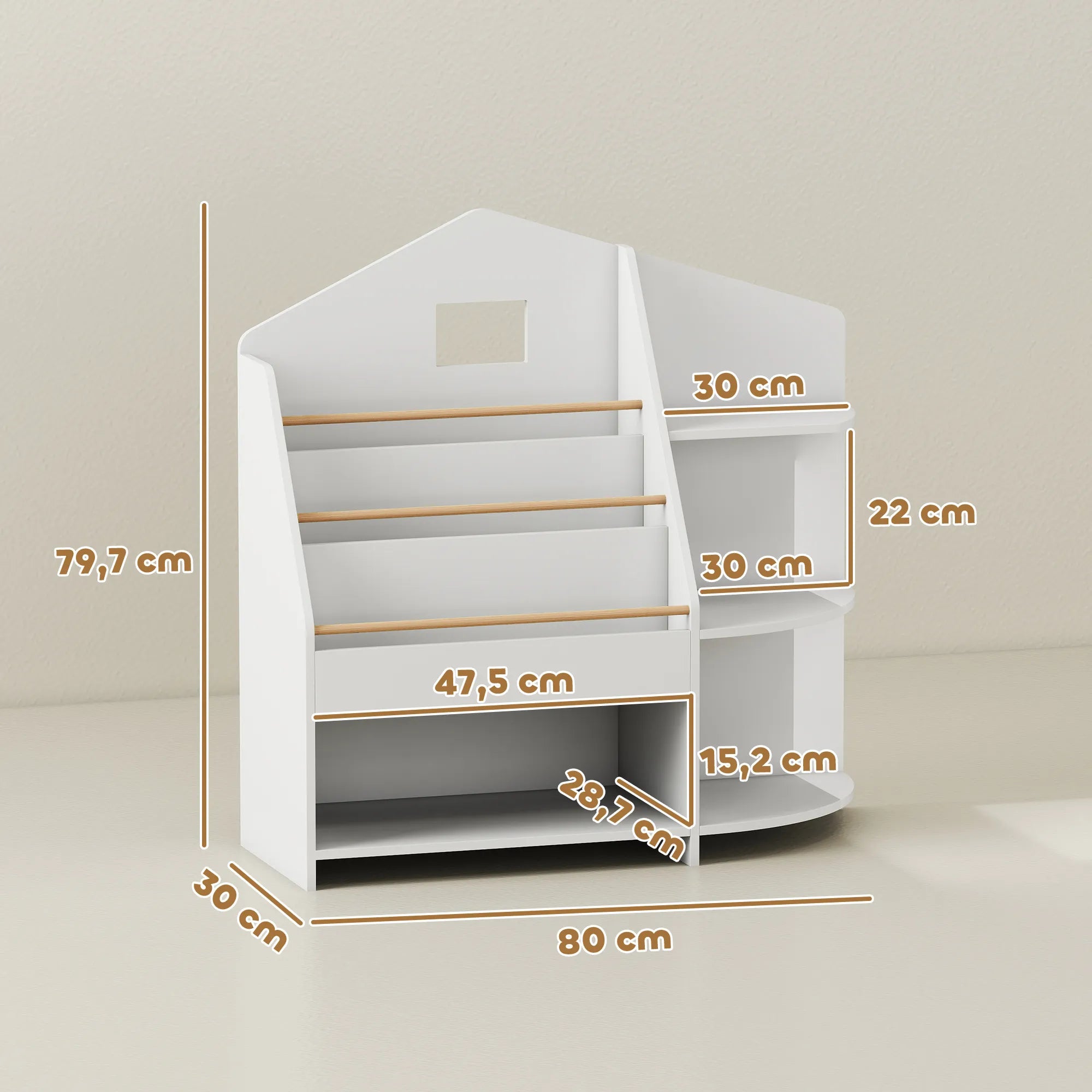 Vaikiška lentyna Montessori 80x30x79,7 cm, 3–8 metų vaikams, balta