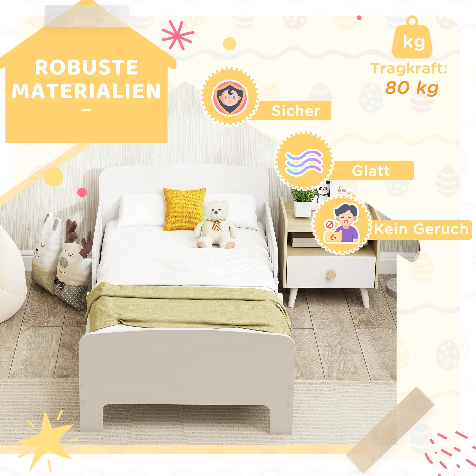 Vaikiška lovytė su apsauginėmis sienelėmis, 3–8 metų vaikams, balta