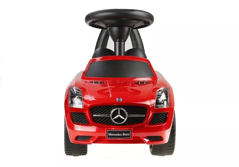 Vaikiška  paspiriama  mašinėlė Mercedes SLS AMG su atlošu ir daiktadėže, raudona