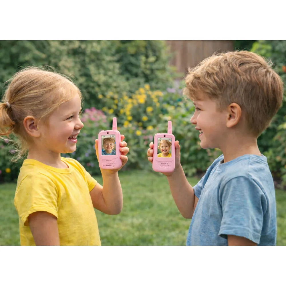 Vaikiška racija su LCD ekranu, 2 vnt., 15 × 15 × 4 cm, rožinė