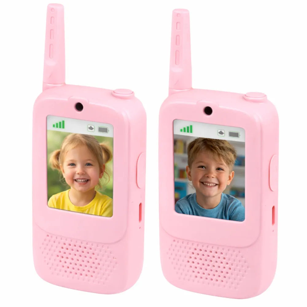 Vaikiška racija su LCD ekranu, 2 vnt., 15 × 15 × 4 cm, rožinė