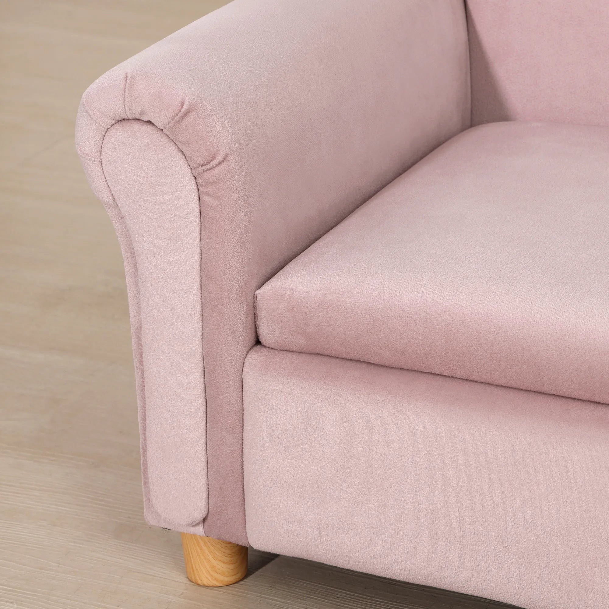 Vaikiška sofa dvivietė su daiktadėže medinis rėmas rožinė