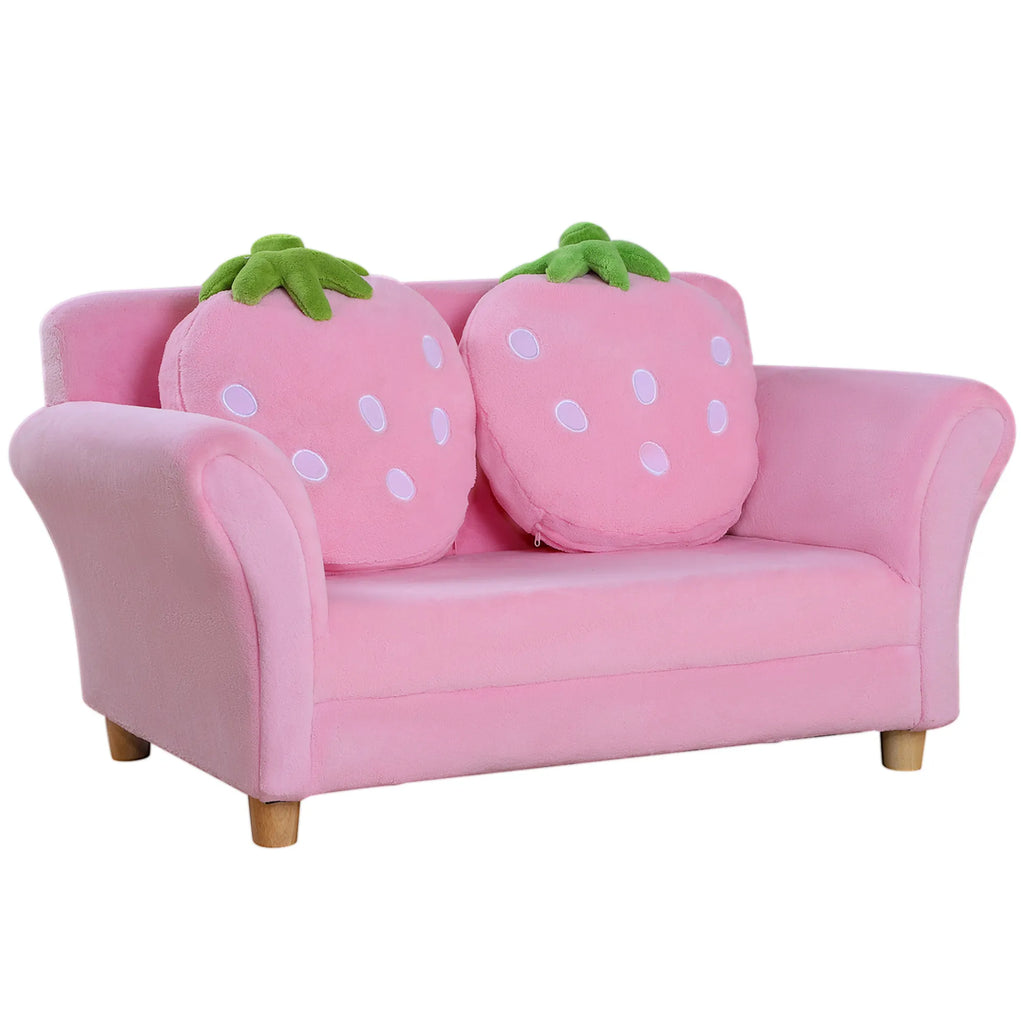 Vaikiška sofa su 2 pagalvėlėmis, rožinė, 90 x 53 x 48 cm