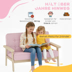 Vaikiška sofa su mediniu rėmu, 3–15 metų vaikams, rožinė