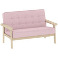 Vaikiška sofa su mediniu rėmu, 3–15 metų vaikams, rožinė