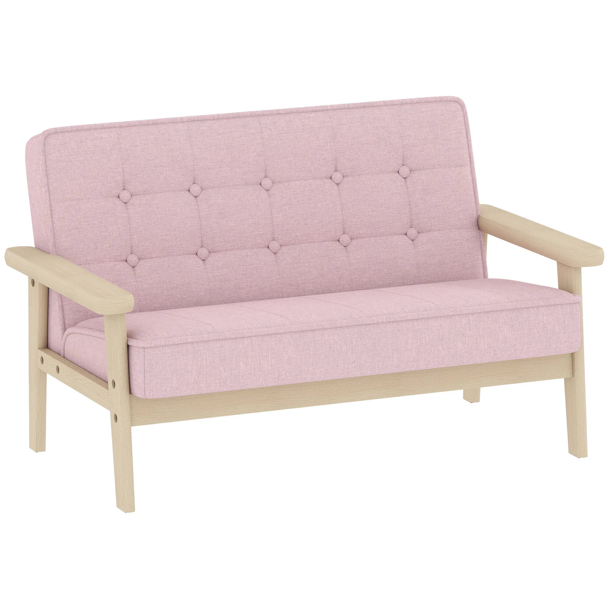Vaikiška sofa su mediniu rėmu, 3–15 metų vaikams, rožinė