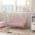 Vaikiška sofa su mediniu rėmu, 3–15 metų vaikams, rožinė