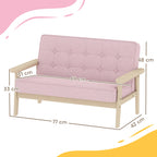 Vaikiška sofa su mediniu rėmu, 3–15 metų vaikams, rožinė