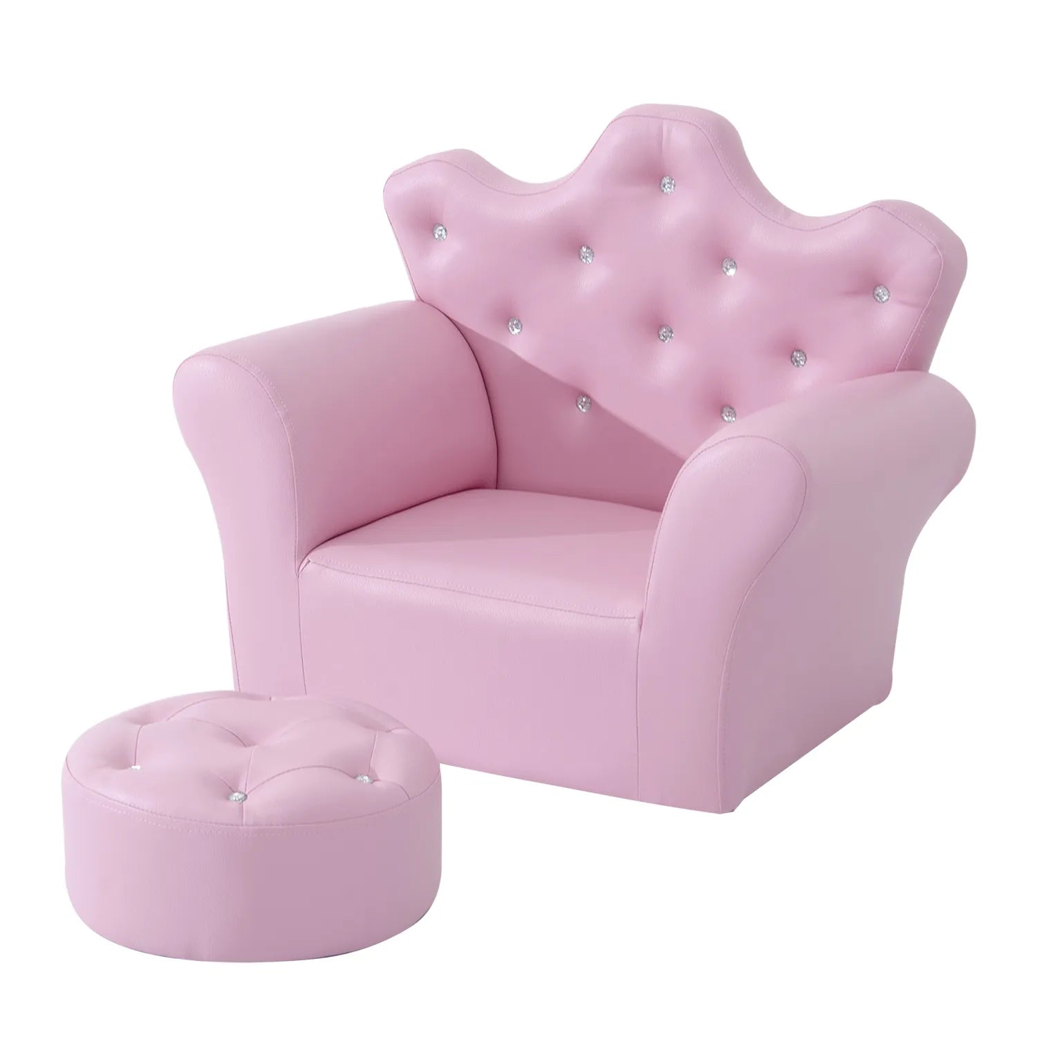 Vaikiška sofa su pufu, 3–5 metų vaikams, rožinė