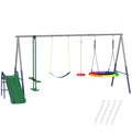 Vaikiška sūpynių aikštelė 5-in-1 su čiuožykla, reguliuojamas, iki 350 kg, 382x196x203 cm