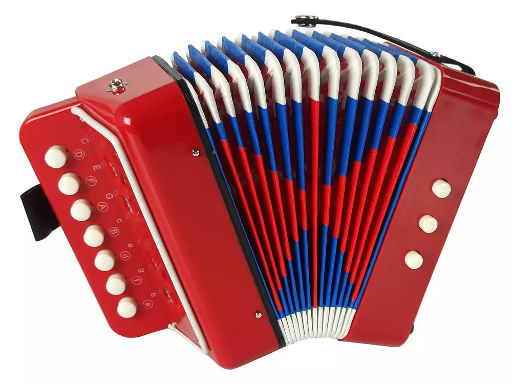 Vaikiškas akordeonas, muzikinis žaislas, 3+, 19 × 19 × 12 cm, raudonas