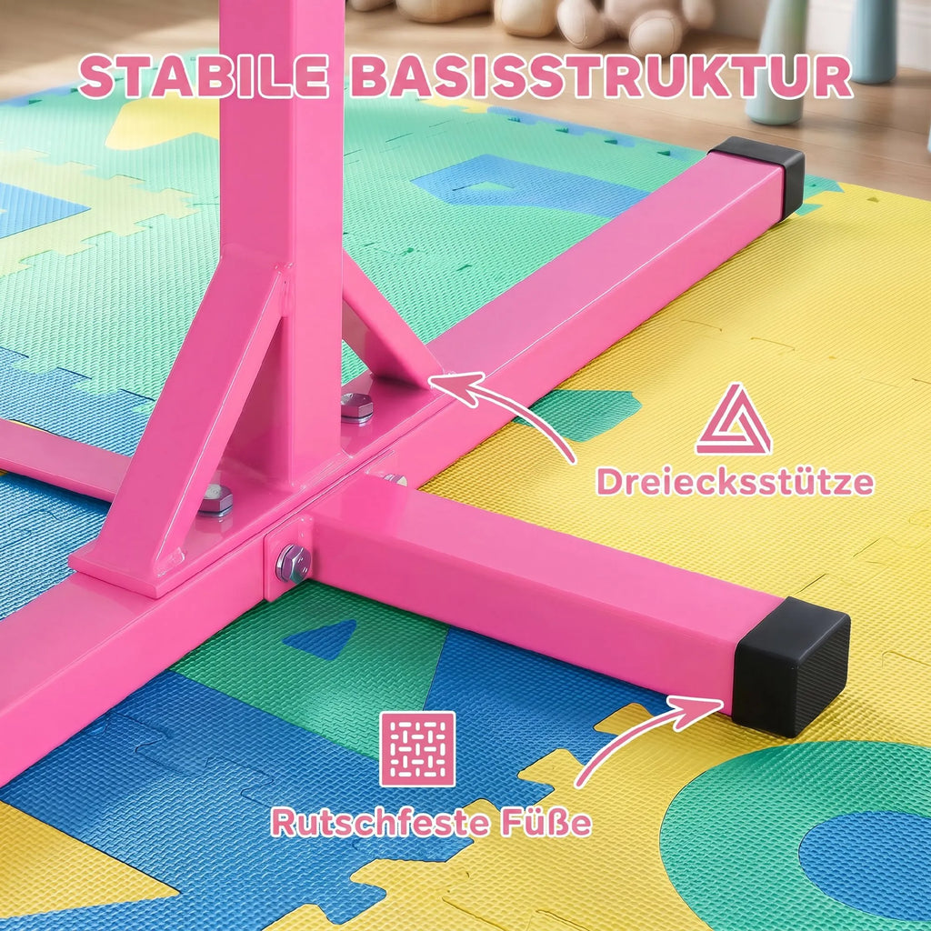 Vaikiškas batutas – gimnastikos skersinis, reguliuojamo aukščio, iki 75 kg, rožinis