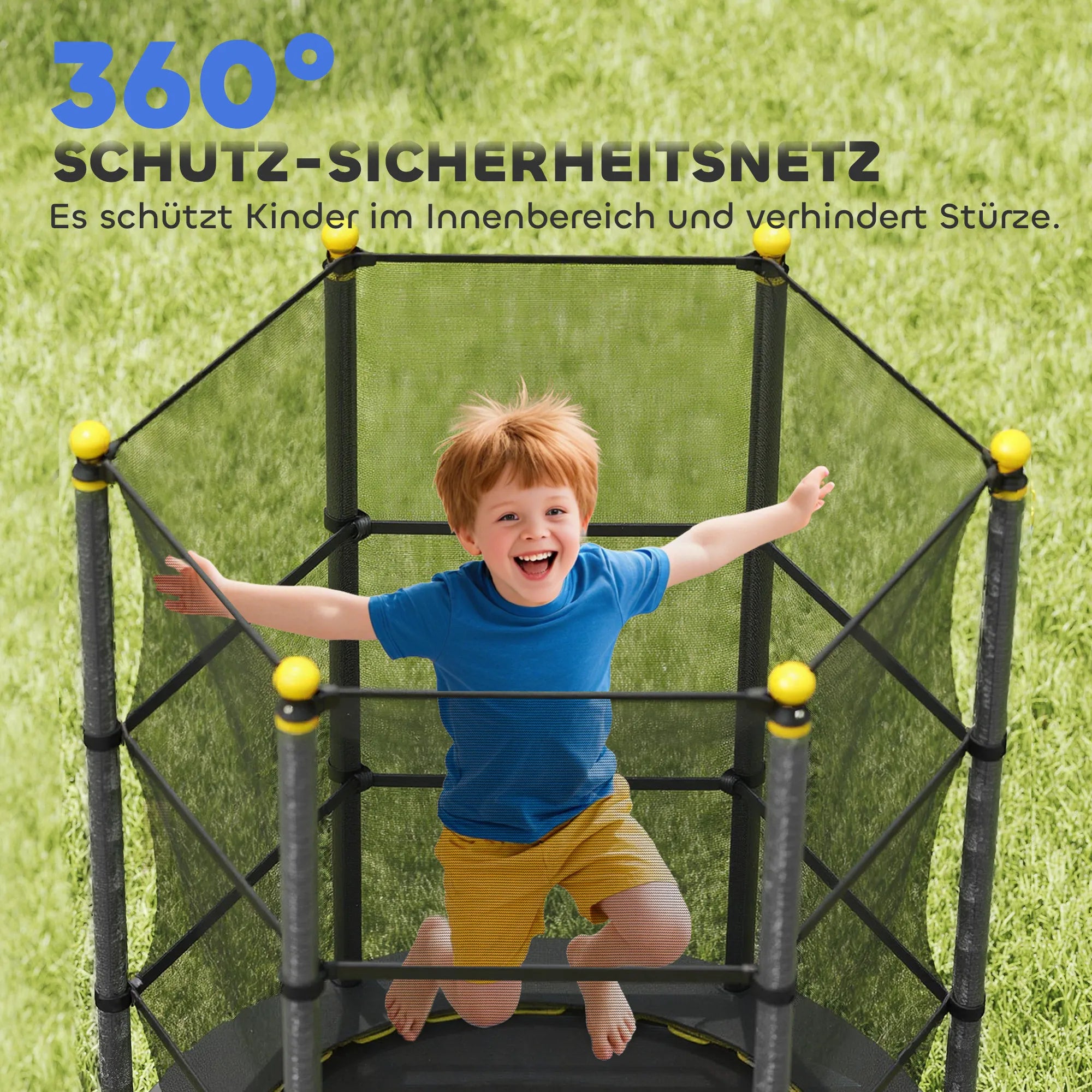 Vaikiškas batutas su apsauginiu tinklu 140 cm, 3–10 metų vaikams, juodas