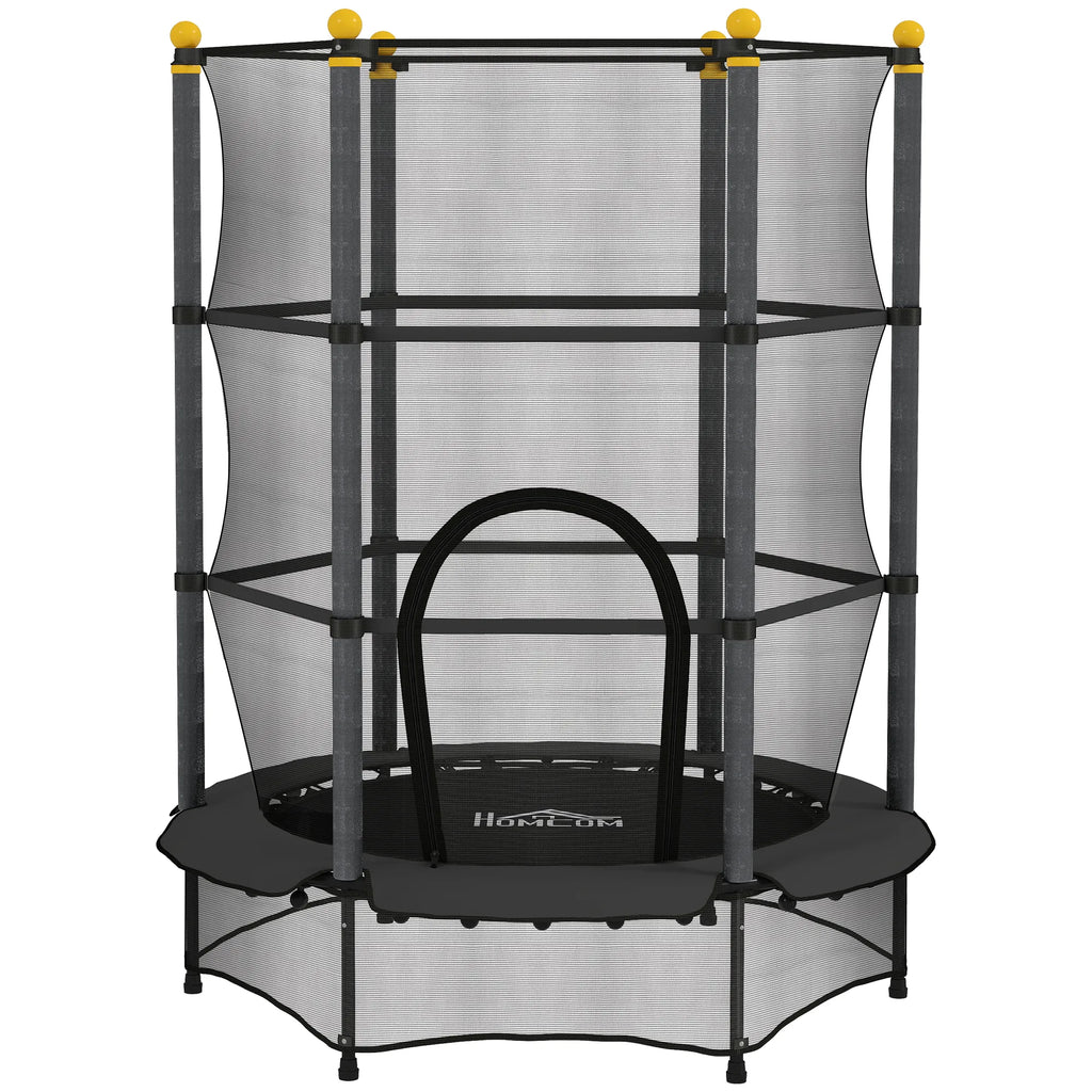 Vaikiškas batutas su apsauginiu tinklu 140 cm, 3–10 metų vaikams, juodas