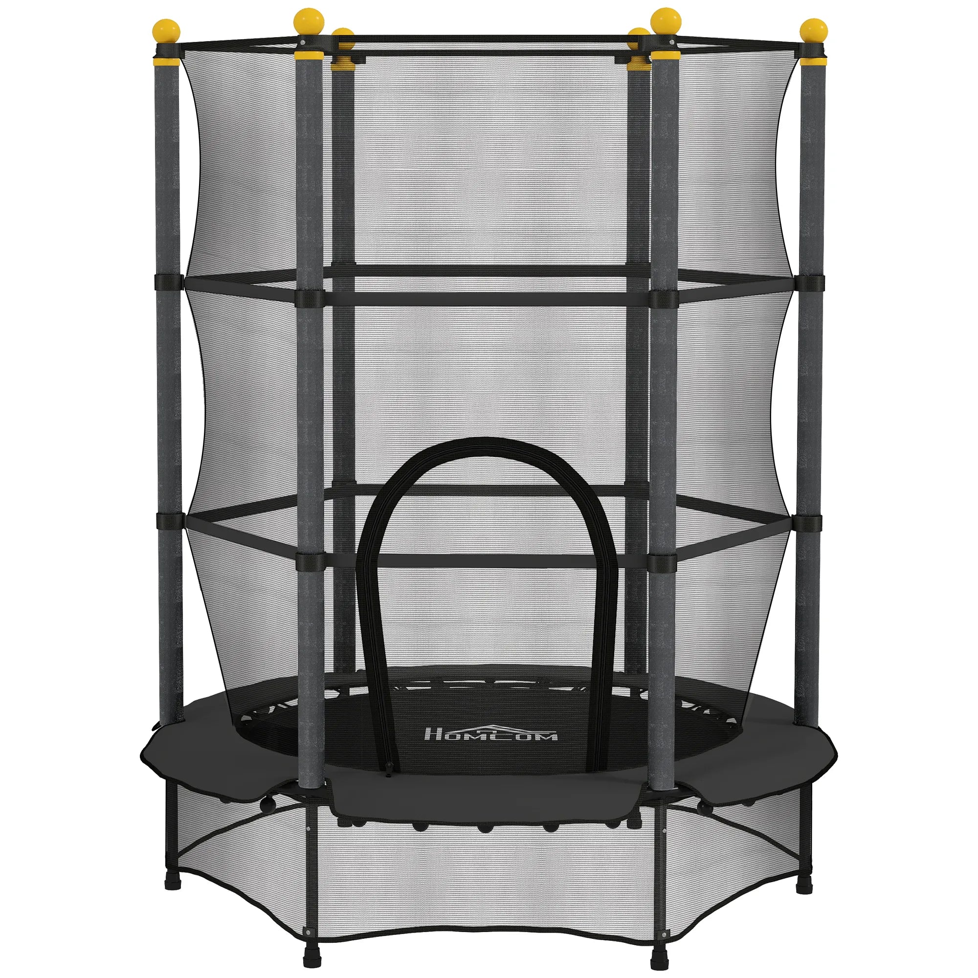 Vaikiškas batutas su apsauginiu tinklu 140 cm, 3–10 metų vaikams, juodas