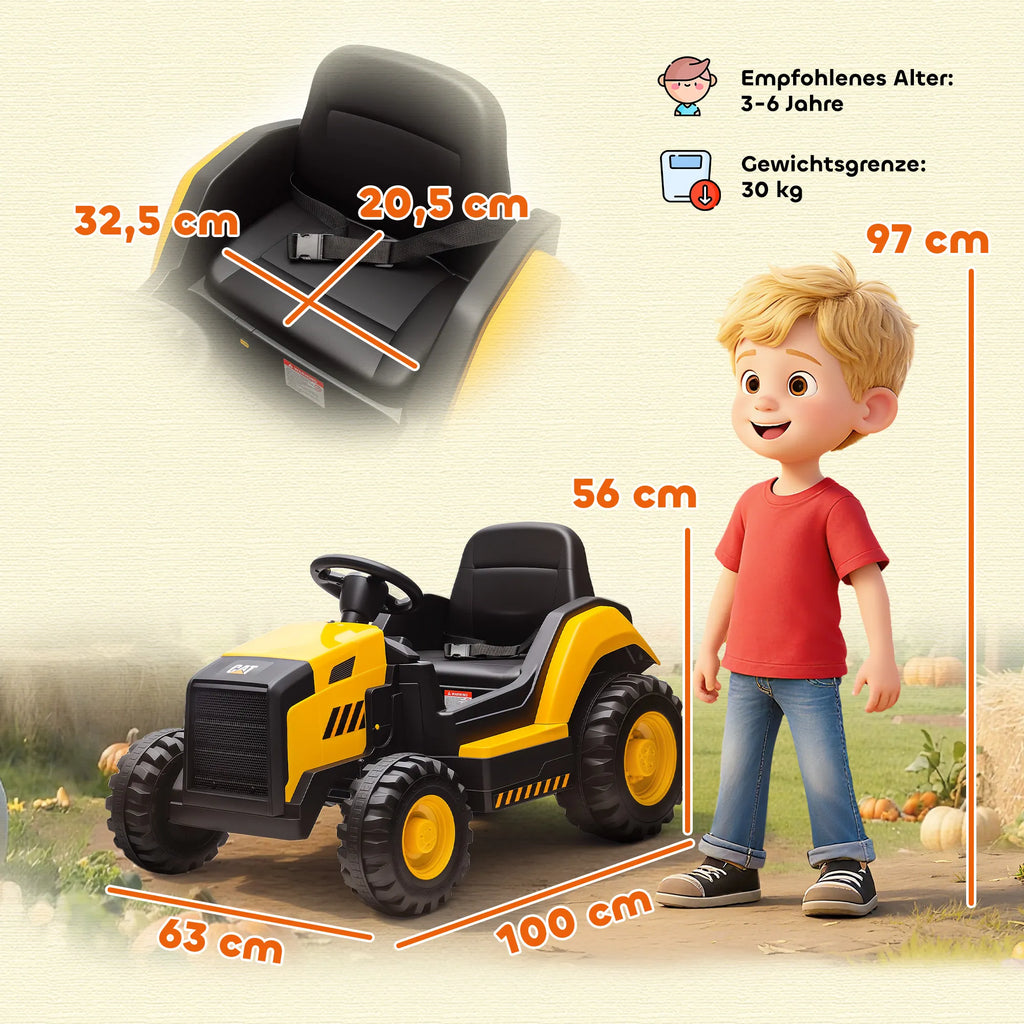 Vaikiškas elektrinis automobilis CAT, 3-6 metų vaikams, geltonas