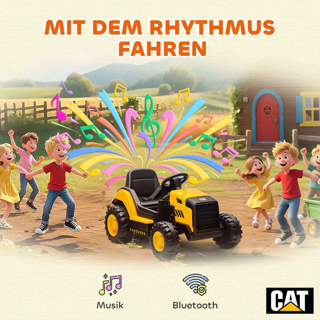 Vaikiškas elektrinis automobilis CAT, 3-6 metų vaikams, geltonas