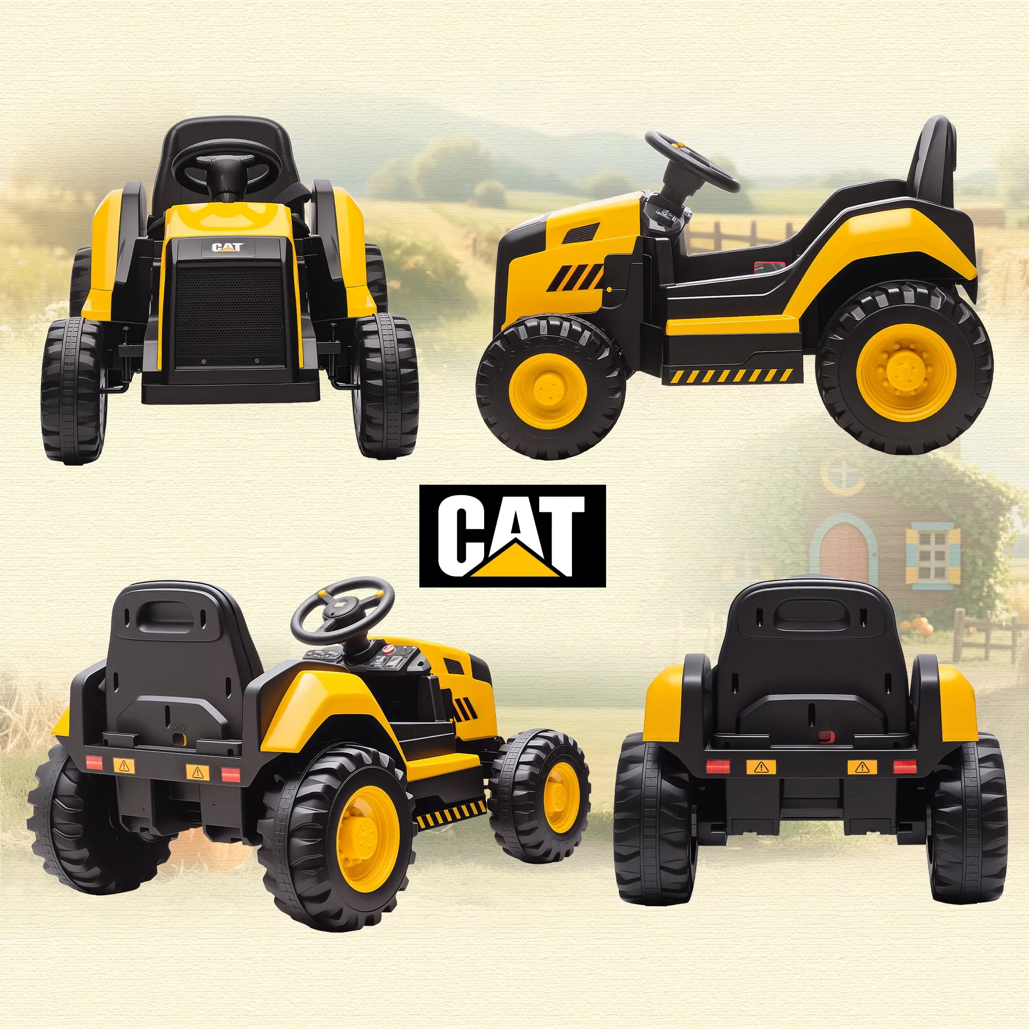 Vaikiškas elektrinis automobilis CAT, 3-6 metų vaikams, geltonas