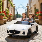 Vaikiškas elektrinis automobilis Maserati, 2-vietis, iki 60 kg, baltas (3–8 metų vaikams)