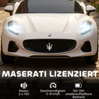 Vaikiškas elektrinis automobilis Maserati, 2-vietis, iki 60 kg, baltas (3–8 metų vaikams)