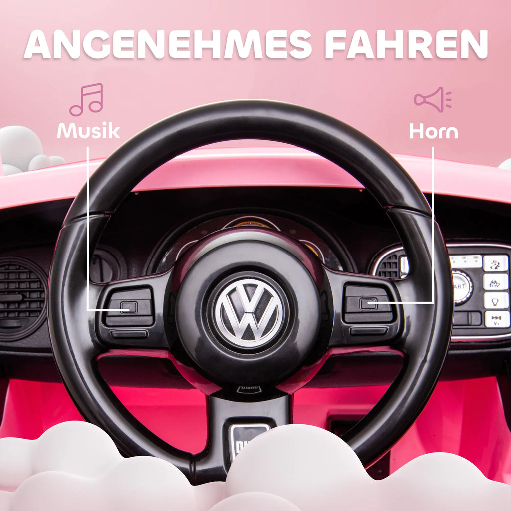Vaikiškas elektrinis automobilis VW Vabalas, 3-5 metų vaikams, rožinis 3-5 km/h