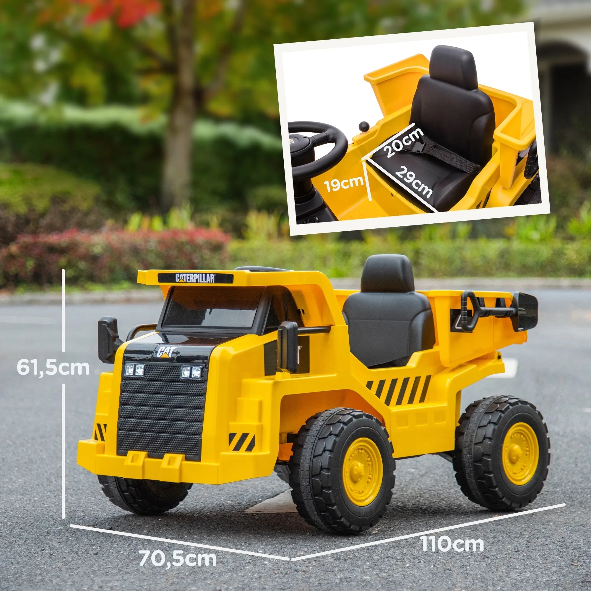Vaikiškas elektrinis ekskavatorius Caterpillar 3–6 metų vaikams, geltonas