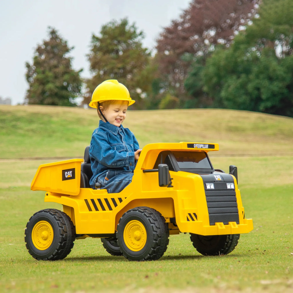 Vaikiškas elektrinis ekskavatorius Caterpillar 3–6 metų vaikams, geltonas