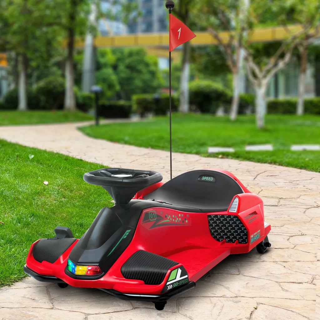 Vaikiškas elektrinis gokartas, 3–8 km/h, su šviesomis ir muzika, raudonas