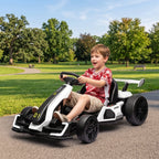 Vaikiškas elektrinis kartingas 24 V su drifto funkcija, 6–12 m. vaikams, baltas
