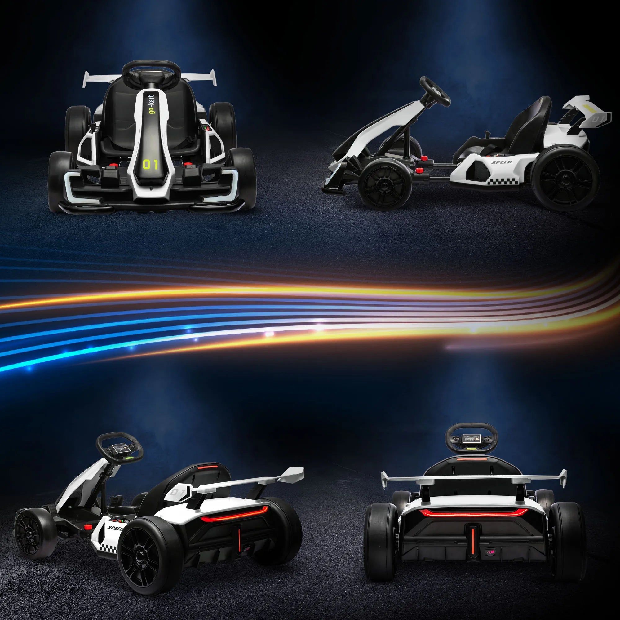 Vaikiškas elektrinis kartingas 24 V su drifto funkcija, 6–12 m. vaikams, baltas