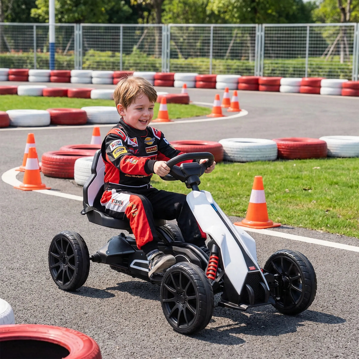 Vaikiškas elektrinis kartingas, 3–8 metų vaikams, baltas