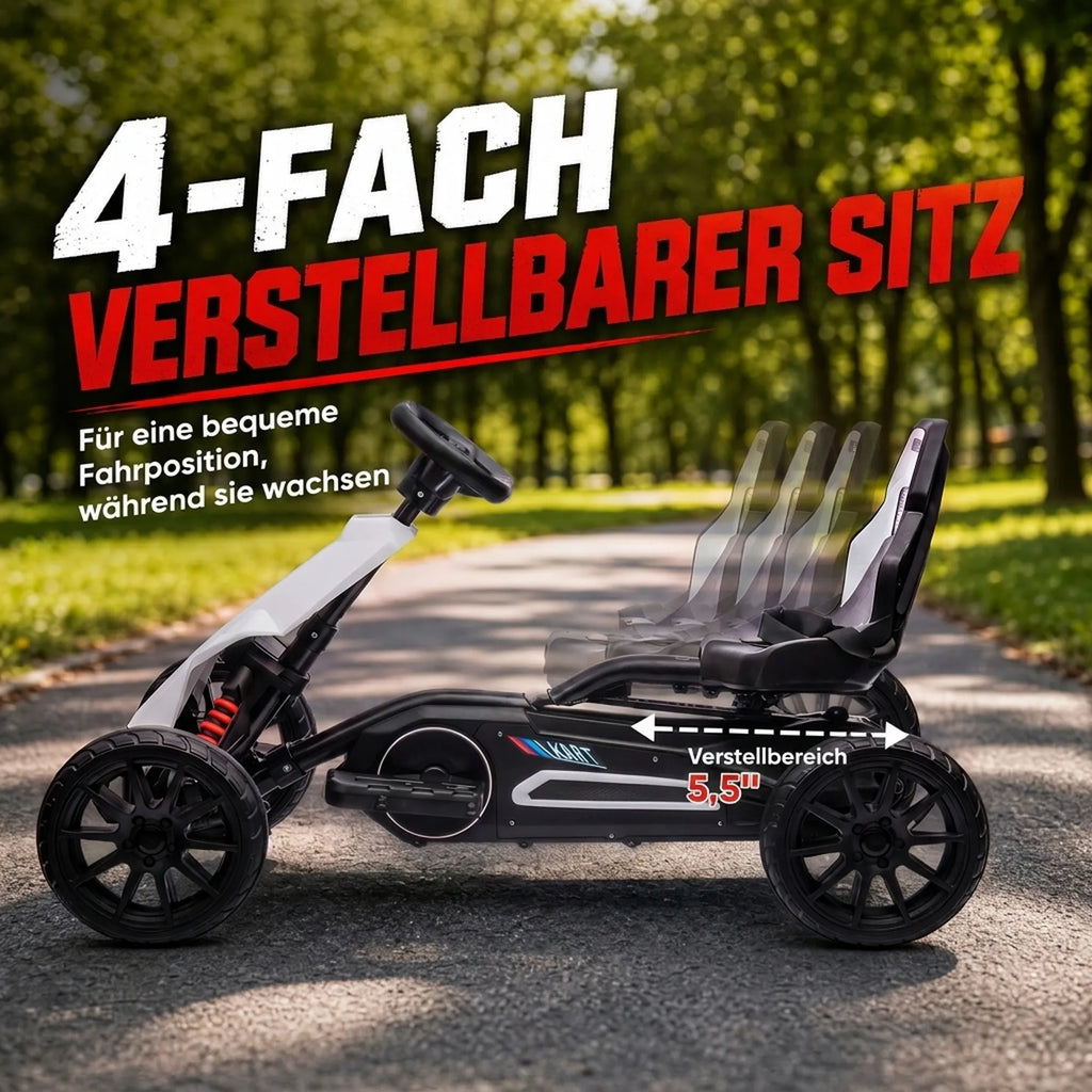 Vaikiškas elektrinis kartingas, 3–8 metų vaikams, baltas