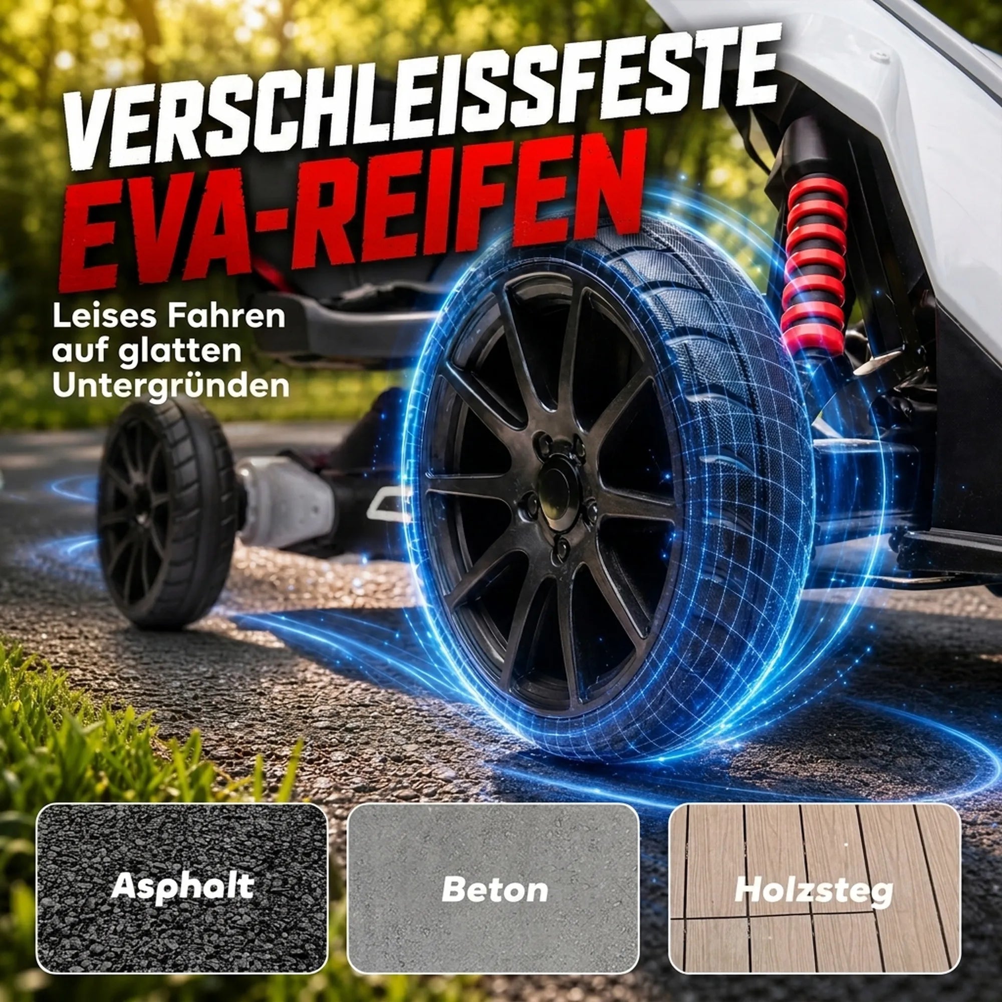 Vaikiškas elektrinis kartingas, 3–8 metų vaikams, baltas