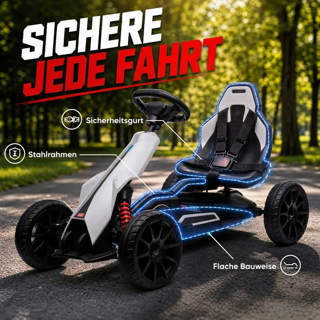Vaikiškas elektrinis kartingas, 3–8 metų vaikams, baltas